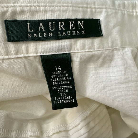Lauren Ralph Lauren Pleated White Button Down Shirt Size 14 Neutral Minimalist - Picture 8 of 9
